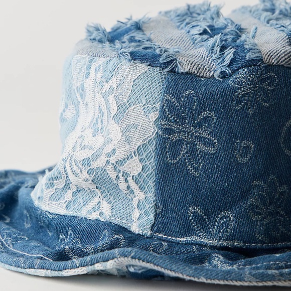 NEW Free People Distressed Denim Bucket Hat - Picture 3 of 3